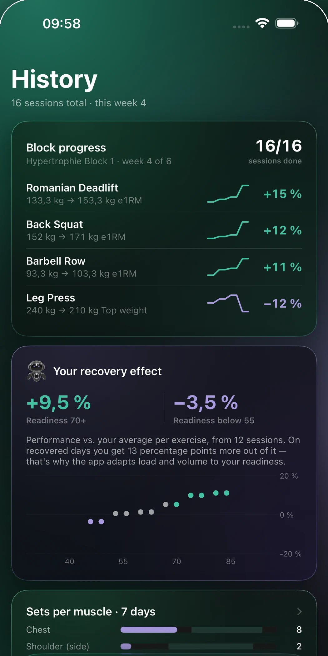 RefineSimple History with block progress and recovery effect